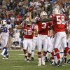 FOXBORO, MA - SEPTEMBER 14:  Kicker Stephen Gostkowski #3 of the New England Patriots celebrates with teammates after he recovered a fumble against the Buffalo Bills in the fourth quarter at Gillette Stadium on September 14, 2009 in Foxboro, Massachusetts