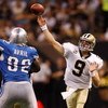NEW ORLEANS - SEPTEMBER 13:  Quarterback Drew Brees #9 of the New Orleans Saints throws a pass against the Detroit Lions at the Louisiana Superdome on September 13, 2009 in New Orleans, Louisiana.  (Photo by Chris Graythen/Getty Images)