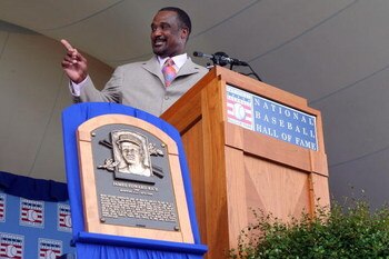 COOPERSTOWN, NY - JULY 26:  Jim Rice gives his induction speech at Clark Sports Center after his induction into the Baseball Hall of Fame during the Baseball Hall of Fame induction ceremony on July 26, 2009 in Cooperstown, New York. Rice played his entire