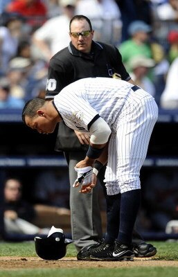 NEW YORK - SEPTEMBER 13:  Alex Rodriguez #13 of the New York Yankees complains about a call with home plate umpire Marty Foster in the fourth inning of a game against the Baltimore Orioles at Yankee Stadium on September 13, 2009 in the Bronx borough of Ne