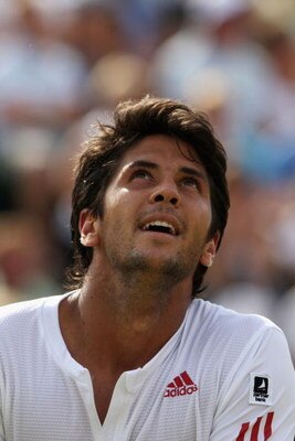 WIMBLEDON, ENGLAND - JUNE 26:  Fernando Verdasco of Spain looks thoughtful during the men's singles third round match against Albert Montanes of Spain on Day Five of the Wimbledon Lawn Tennis Championships at the All England Lawn Tennis and Croquet Club o