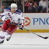 NEWARK, NJ - SEPTEMBER 16: Enver Lisin #81 of the New York Rangers skates against the New Jersey Devils at the Prudential Center on September 16, 2009 in Newark, New Jersey. The Devils defeated the Rangers 3-2 in the shoot out. (Photo by Bruce Bennett/Get