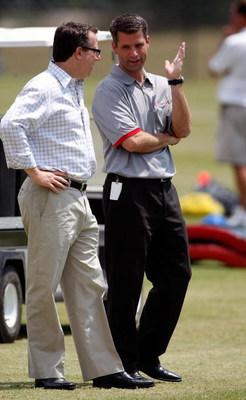 Mark Dominik, here with Joel Glazer, admitted on Sirius NFL Radio that when Bruce Almighty was hired that Bruce Almighty could have fired Dominik.